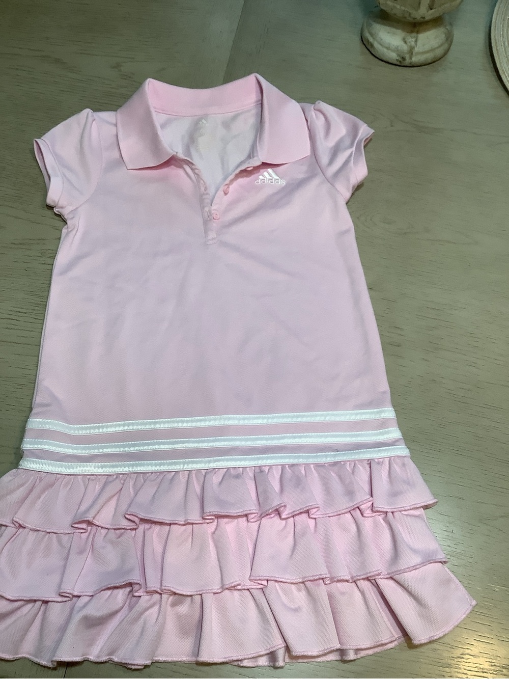 adidas Light Pink Polo Ruffle Dress with Striped Waist